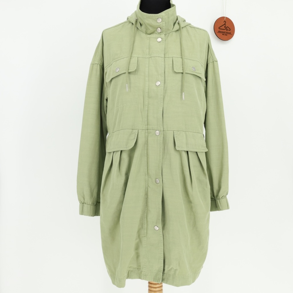 7 for All Mankind Women's Green Anorak Long Sleeve Hooded Jacket NWT Size Medium